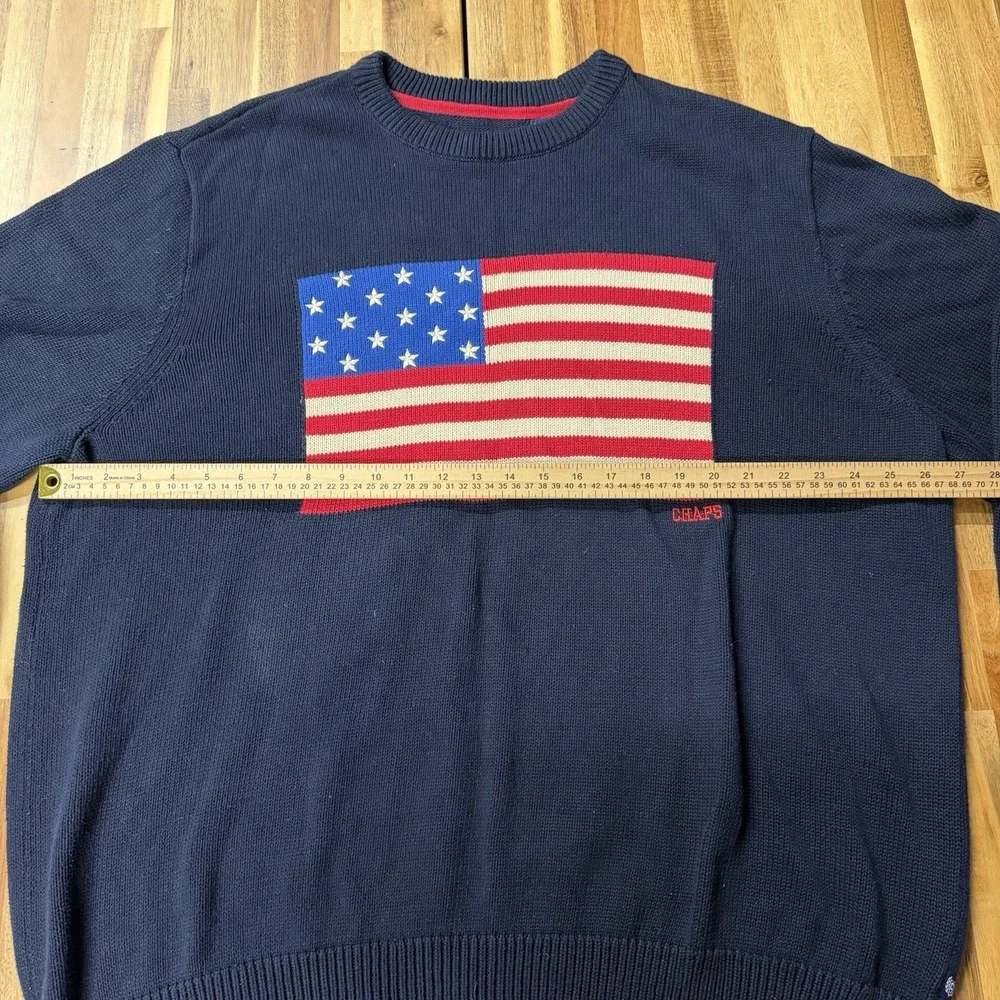 Vintage Style American Flag Knit Navy Blue Sweater Chaps by RALPH LAUREN Sz 3XLT